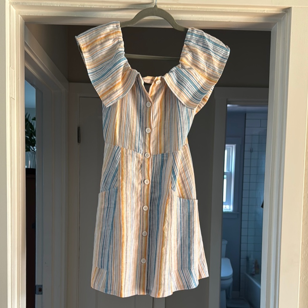 Striped Button-Down Dress reformation dress size 4